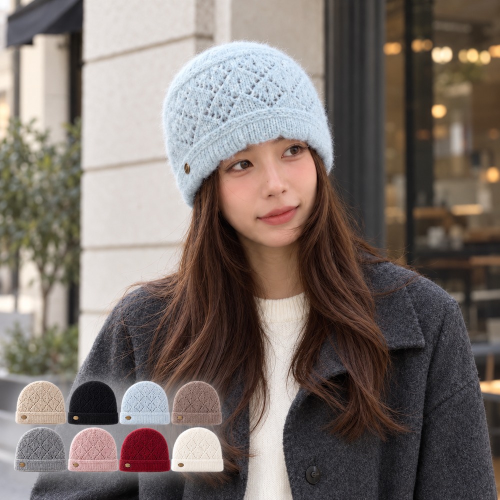 Beanie Cuffed Knit - Women Fuzzy Knit Beanie Hat Diamond