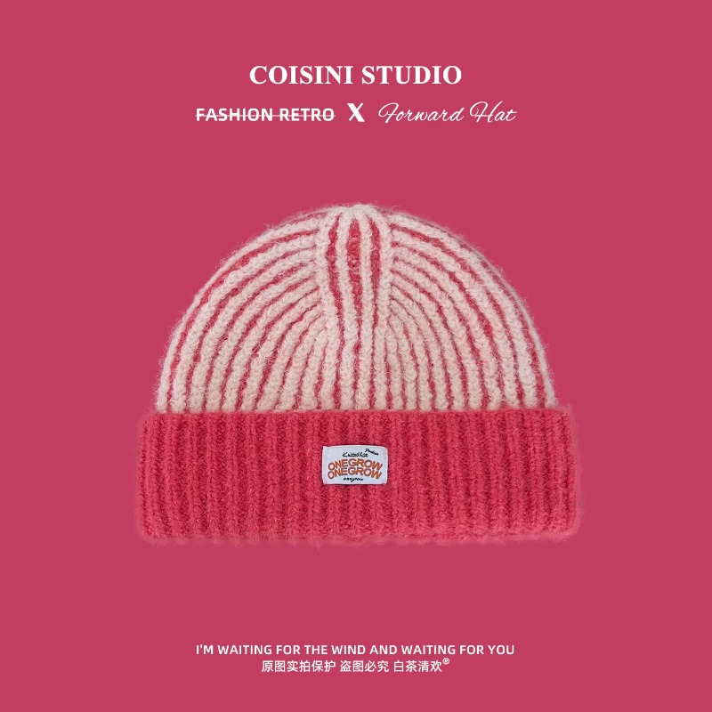 Women Striped Fuzzy Knit Beani - Beanie Cuffed Knit recension och pris